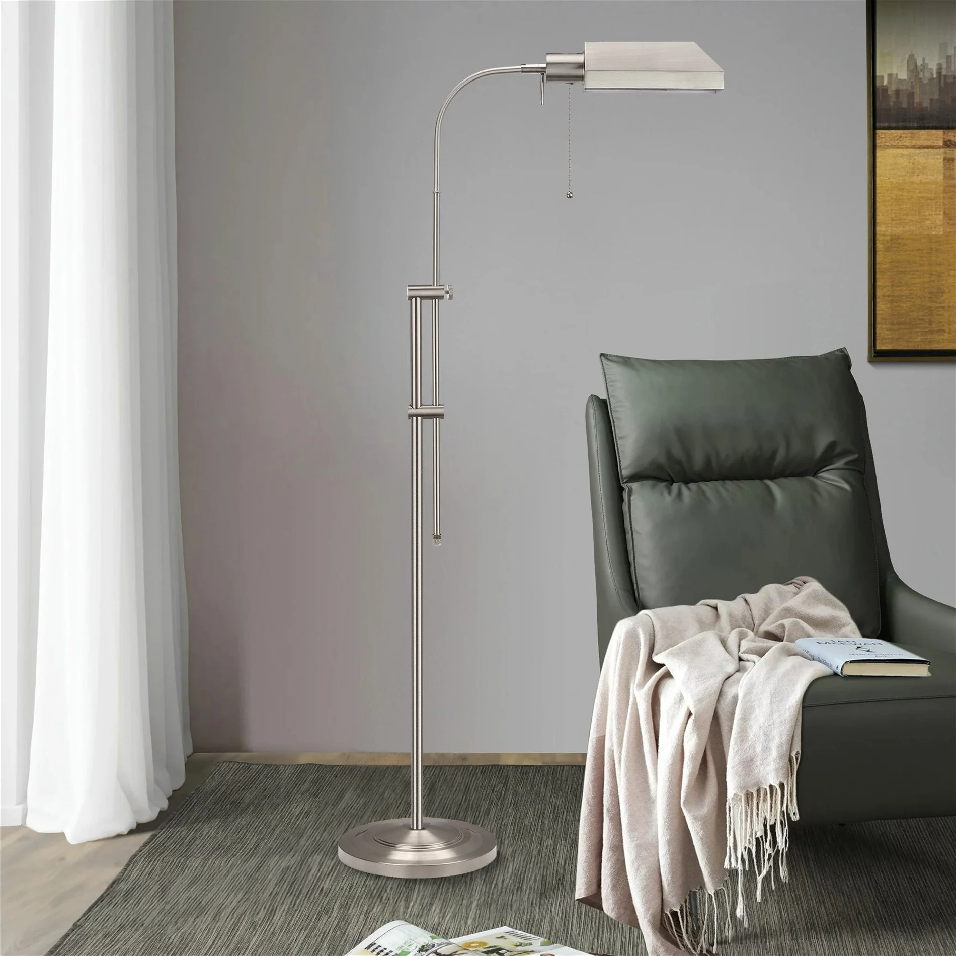 Prescott 58 Modern 6W LED Bulb (60W eq.) Adjustable Standing Pharmacy Floor Lamp
