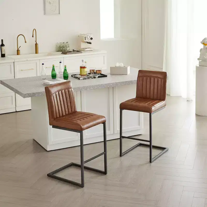 TUYOHW Vintage Bar Stool Set of 2,Counter Height Bar Stools with Metal Frame,26 Counter Stools for Kitchen Island & Home Bar