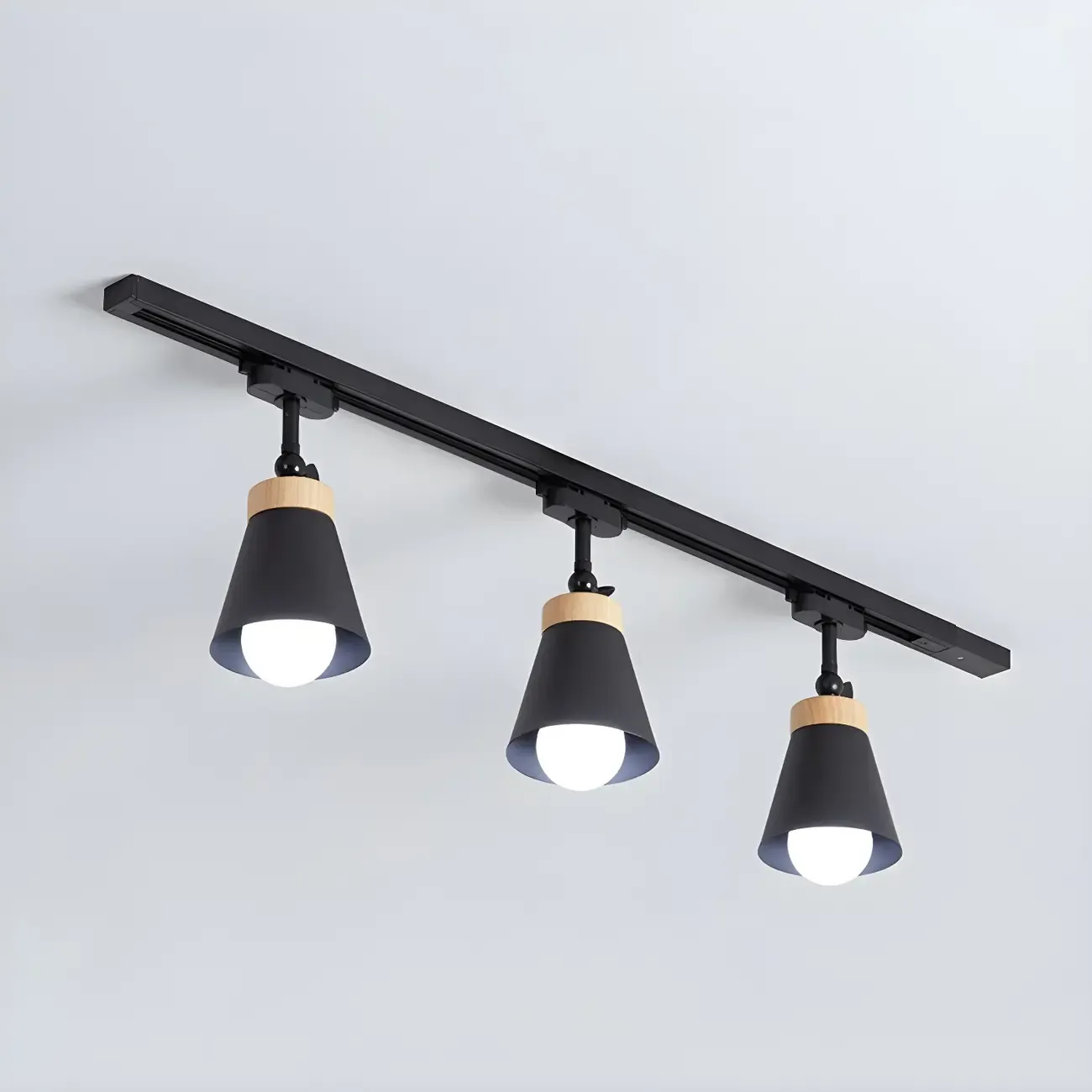 Modern Metal Cone Shape Semi Flush Mount Slidable Track Light