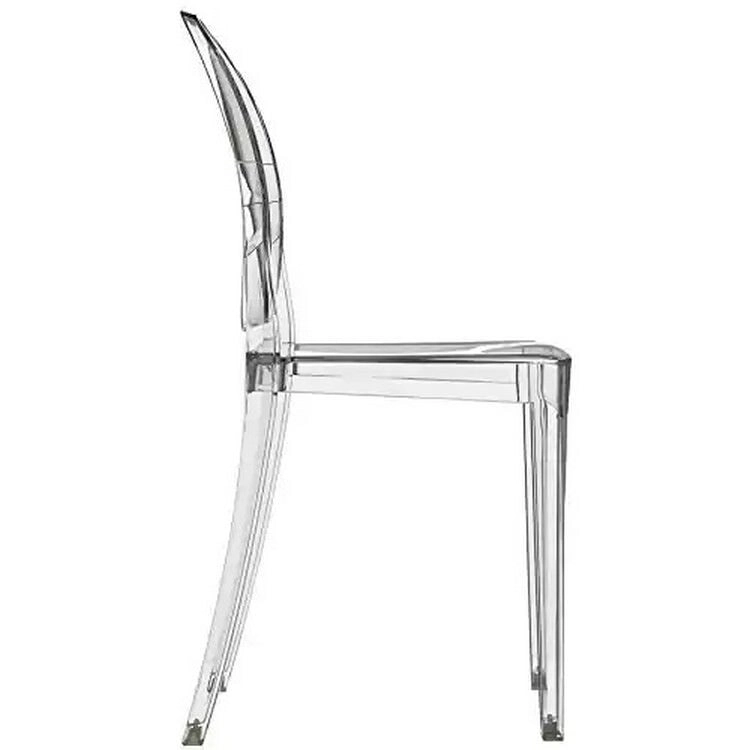 Stackable Mid Century Modern Crystal Clear Side Chairs Dining Living Room Transparent No Arms Accent Desk