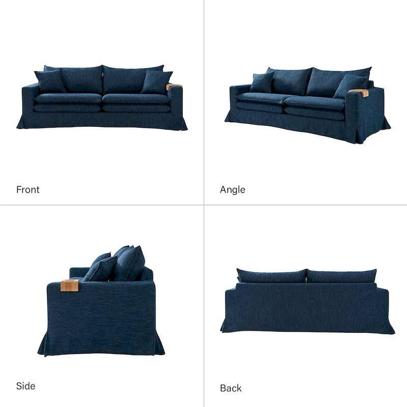 Elias Modern Slipcovered Sofa with Cup Holder and Reversible Cushions by HULALA HOME