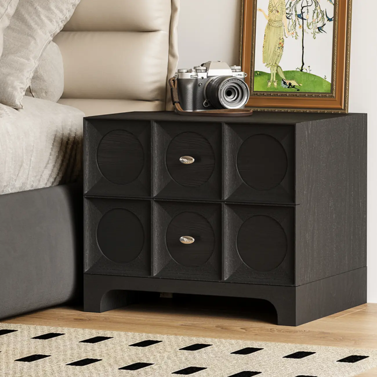 Modern Wooden Bedside Table with Stylish Drawers