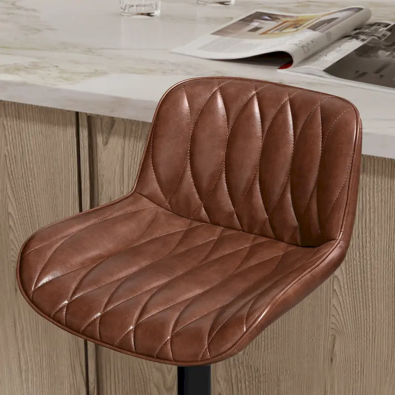 Art Leon Swivel and Adjustable PU Leather Barstool (Set of 2)