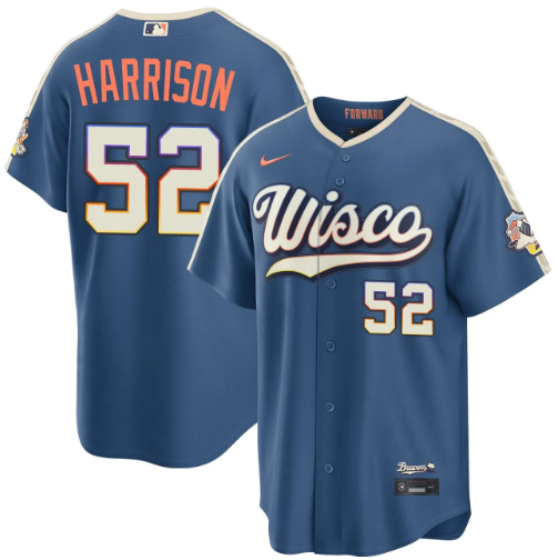 Kyle Harrison Milwaukee Brewers Mineral Blue 2026 City Connect Stadium Jersey