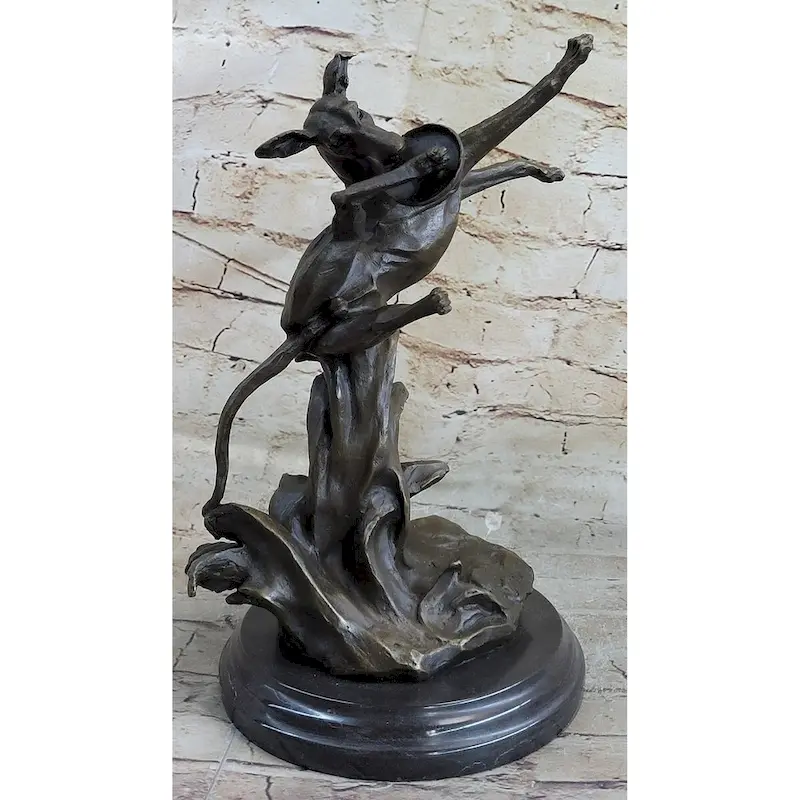 Puppy Dog Catching Frisbee Bronze Sculpture Statue Decor Original Art By Milo