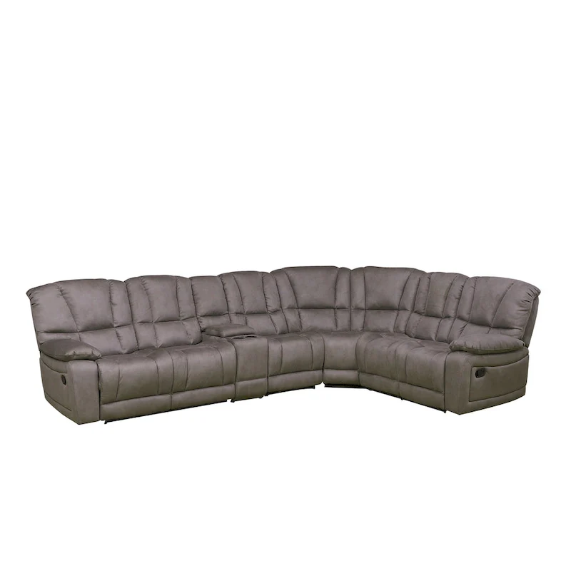 Vanity Art Gray Microfiber 5-Pieces Reclining Loveseat with Console Living Room Set Recliner Sofa