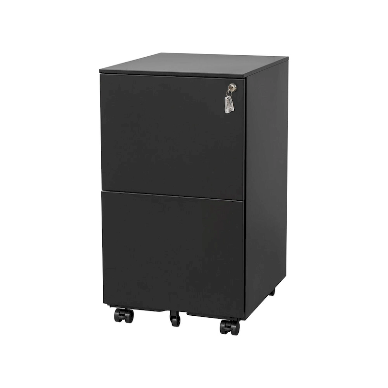 2 Drawer Steel Mobile Filing Cabinet with Lock and Anti-tilt Wheels