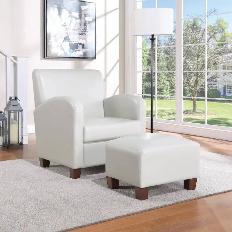 Herringbone Club Chair & Ottoman Set, 2-Seat