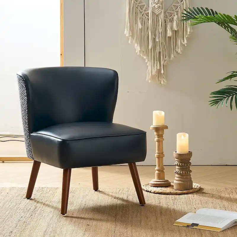 Alexander Mid-Century Modern Side Armchair with Solid Wood Legs by HULALA HOME