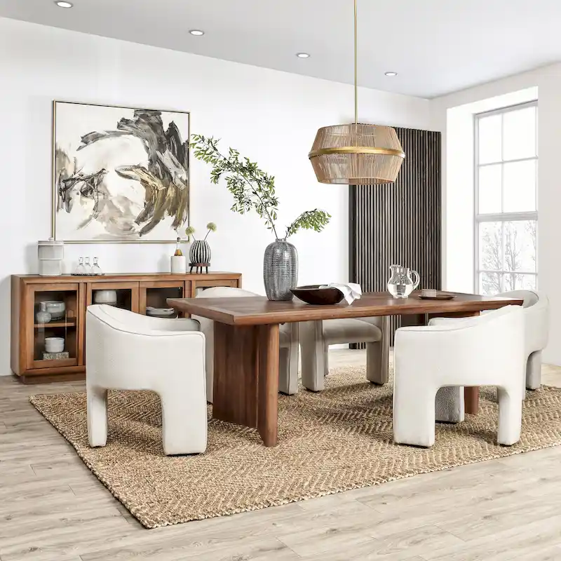 Umber Mango Wood Rectangular Dining Table, Seats up to 10