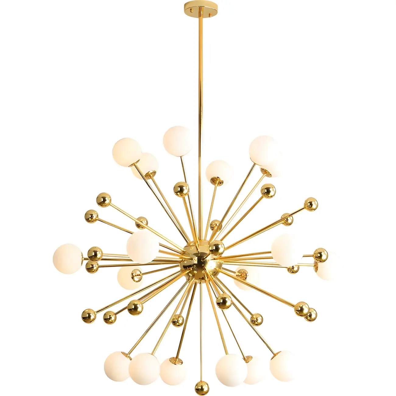 Modern Gold Sphere Sputnik Chandelier with White Glass Shade