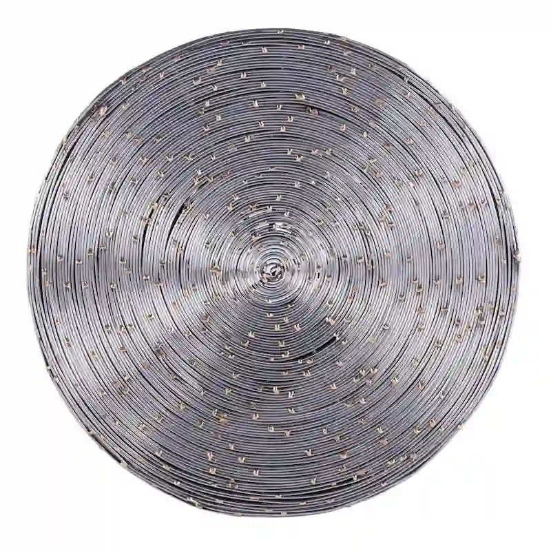 Wire-Wrapped Drum Side Table - Polished Silver