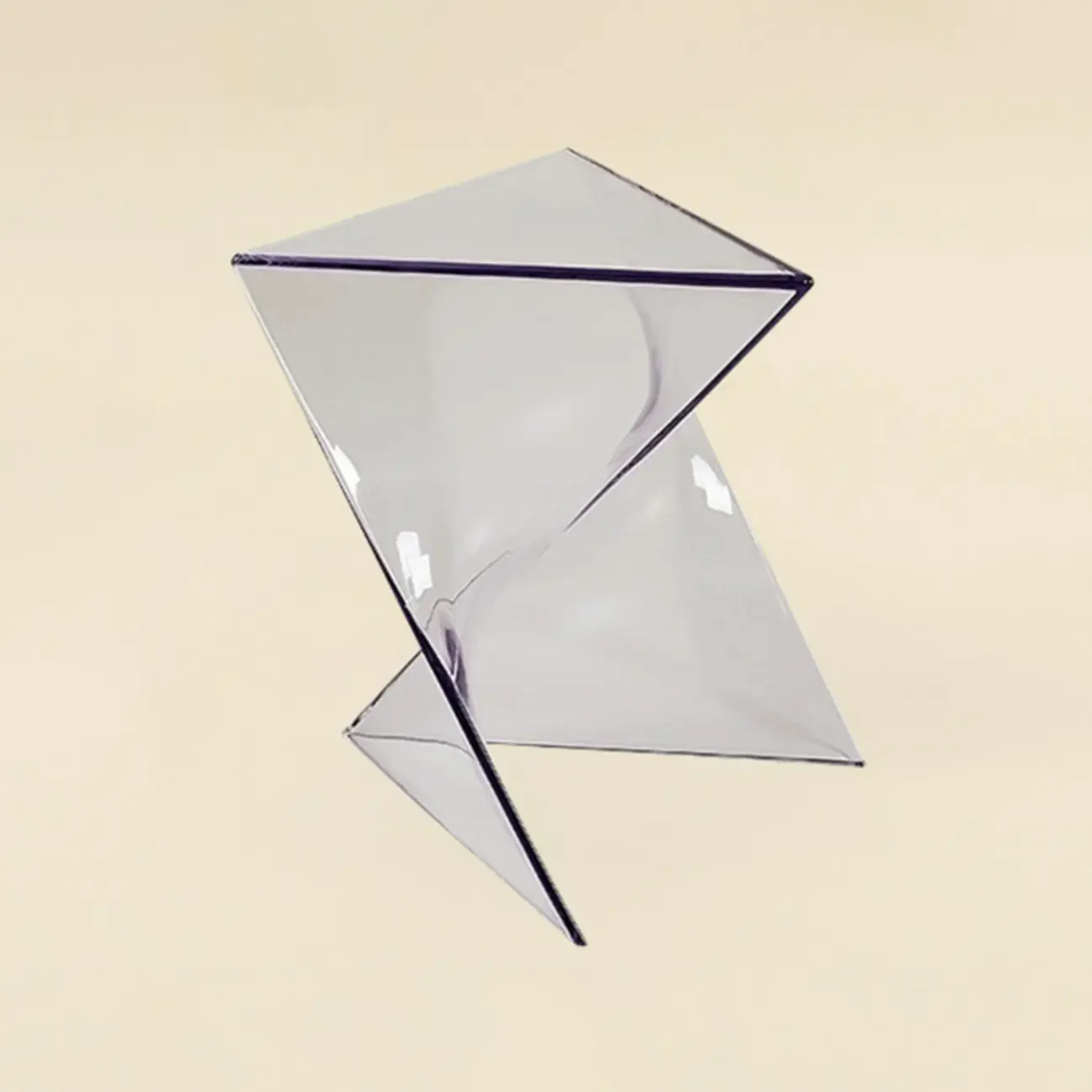 Living Room Acrylic Triangle Side Table with Twisted Base