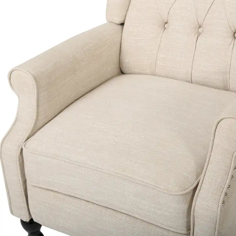 Tufted Fabric Wingback Recliner Club Chair