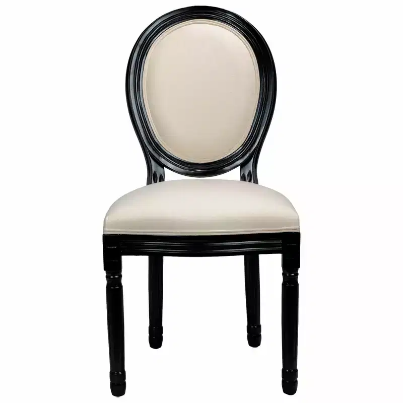 GDFStudio Coini Modern Wooden Linen Upholstered Dining Chairs with Sponge Round Back (Set of 2)