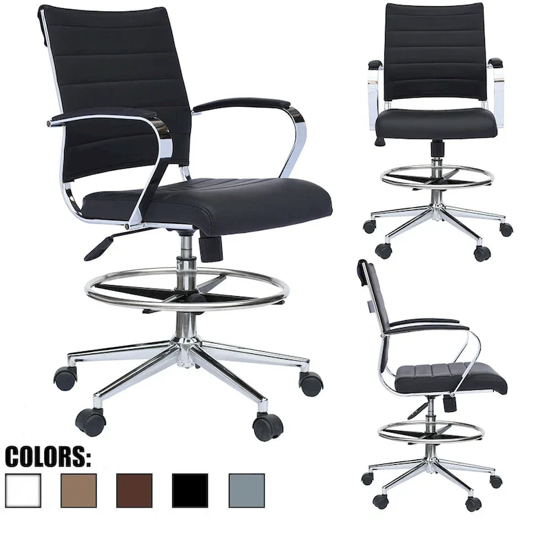 Mid-Back Swivel Counter Height Chair with PU Leather Seat