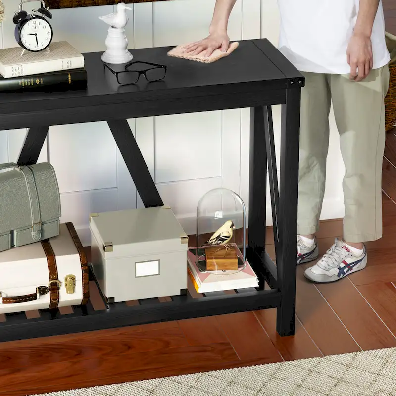 Pellebant A-frame Entry Console Table Long Sofa Table with Shelf - 45.27 in L x 13.98 in W x 31.88 in H