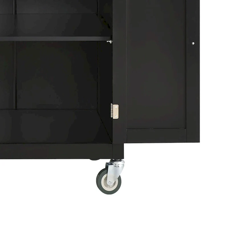 Classic Wooden Kitchen Island Cart with 2 Drawers, 2 Cabinets, a Towel Rack and a Spice Rack