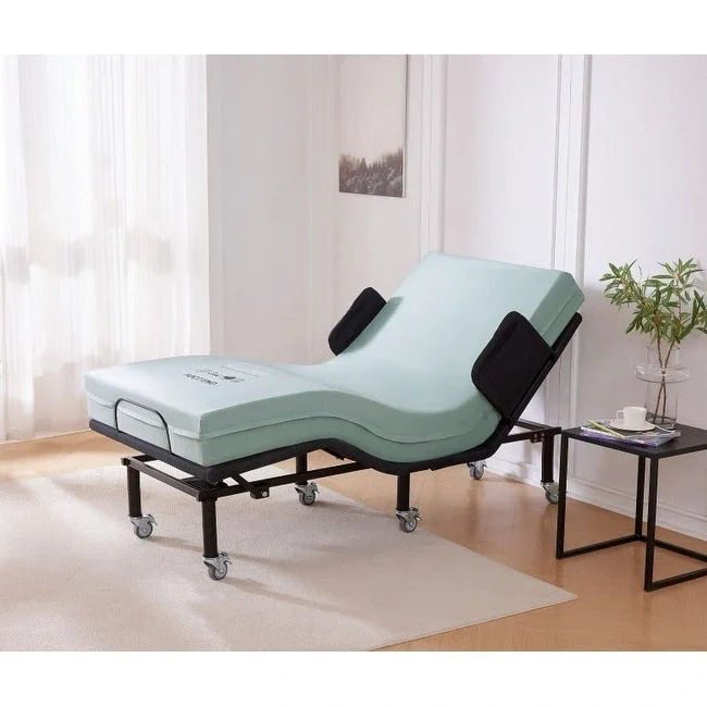 Twin XL Adjustable Bed Frame & 6 Mattress  Zero Gravity Bed with Side Rails