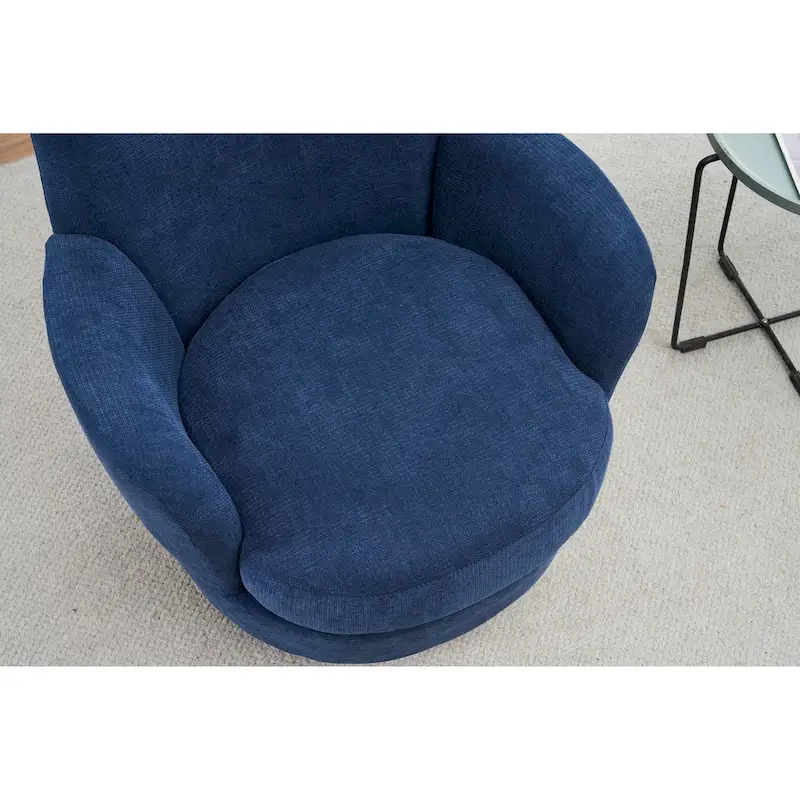 29.3 Upholstered Swivel Barrel Chair with Stainless Steel Base
