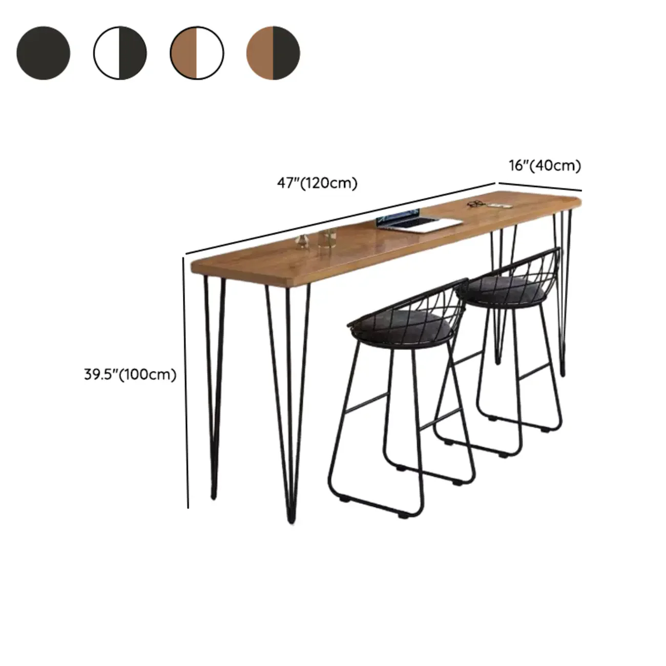Sleek Modern White Bar Height Table Wood Top Metal Base