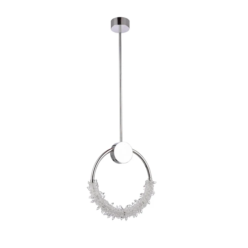 LED Chrome Hoop Pendant With Crystal Accents
