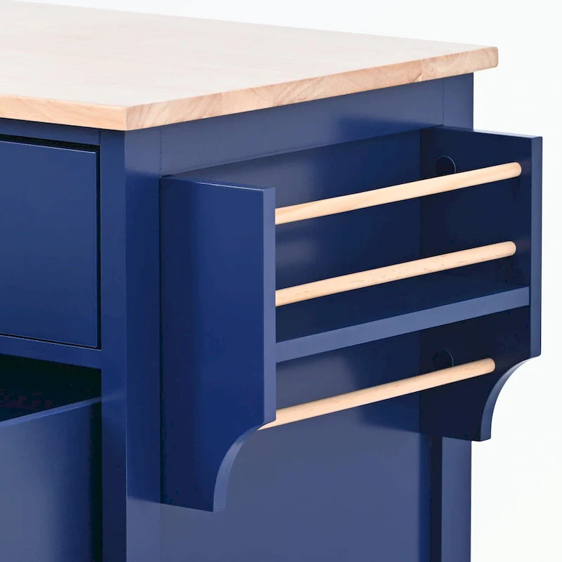 Kitchen Cart with Rubber Wood Countertop
