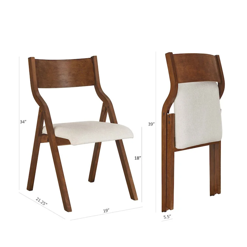 Upholstered folding Dining chair set of 2