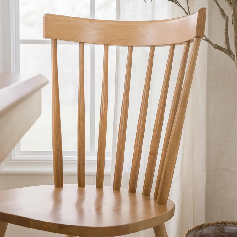 Natural Wood High Back Spindle Dining Chair - 225 lbs Capacity