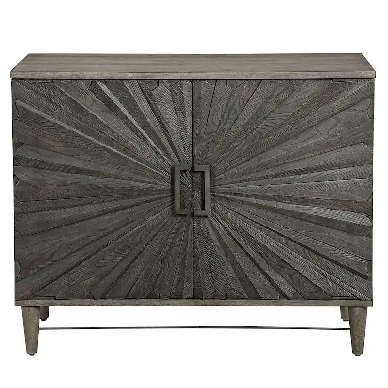 Charcoal Gray 2-Door Storage Cabinet - Bohemian Style
