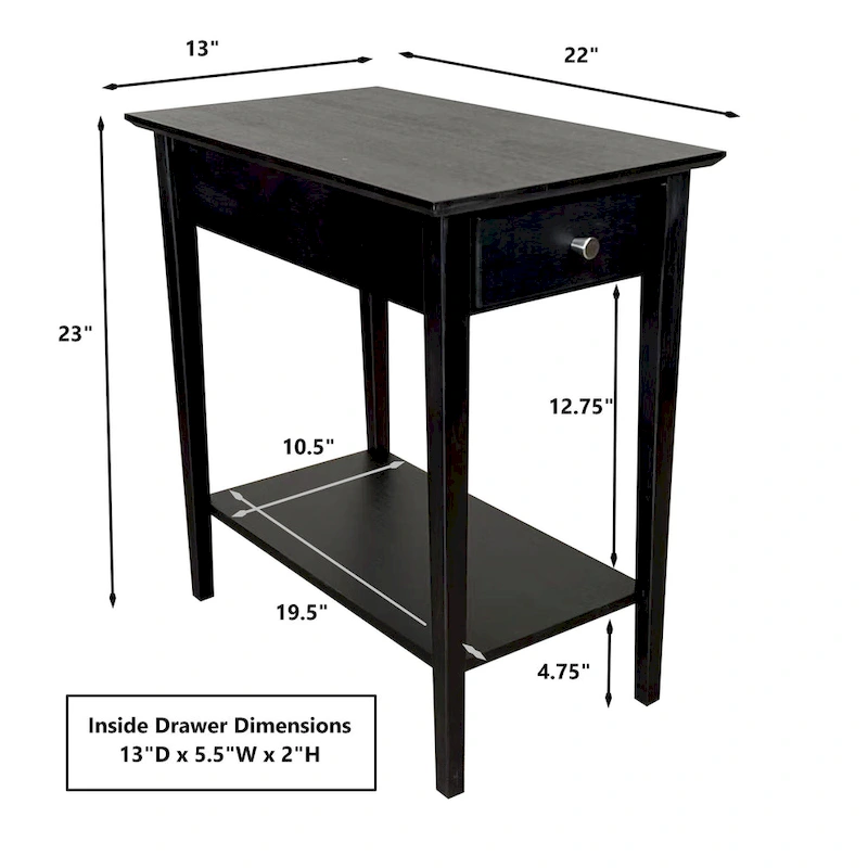 Solid Bamboo Recliner Table with Drawer