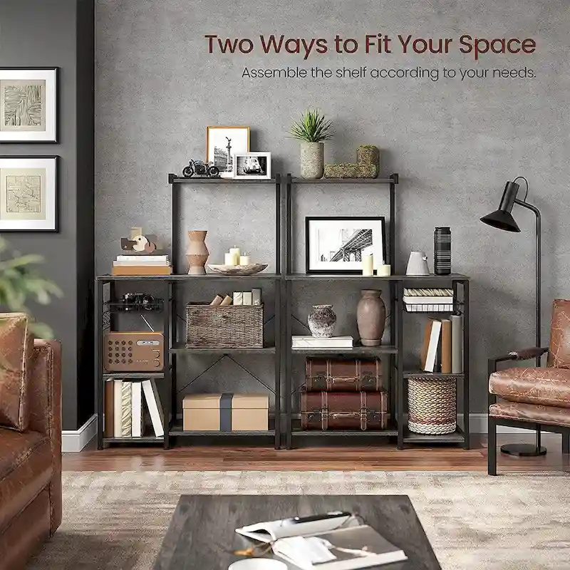 Kitchen Microwave Oven Stand Shelf with Wire Basket and 6 S-Hooks - 35.4 L x 15.7 W x 52 H