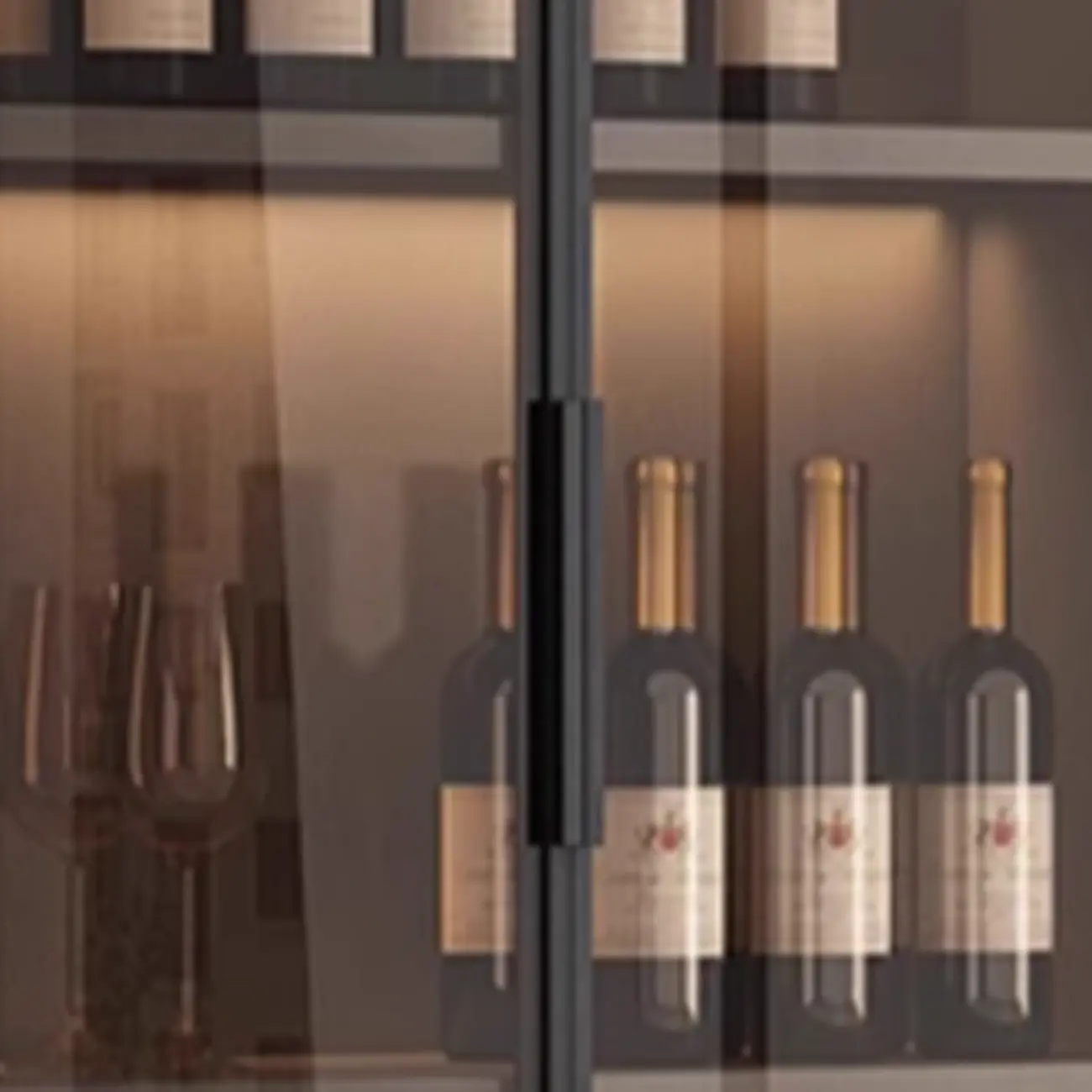 Tall Narrow Black Wood Display Cabinet with Light