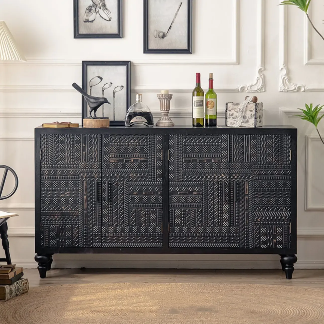 Modern Pine Sideboard with Storage for Living Room