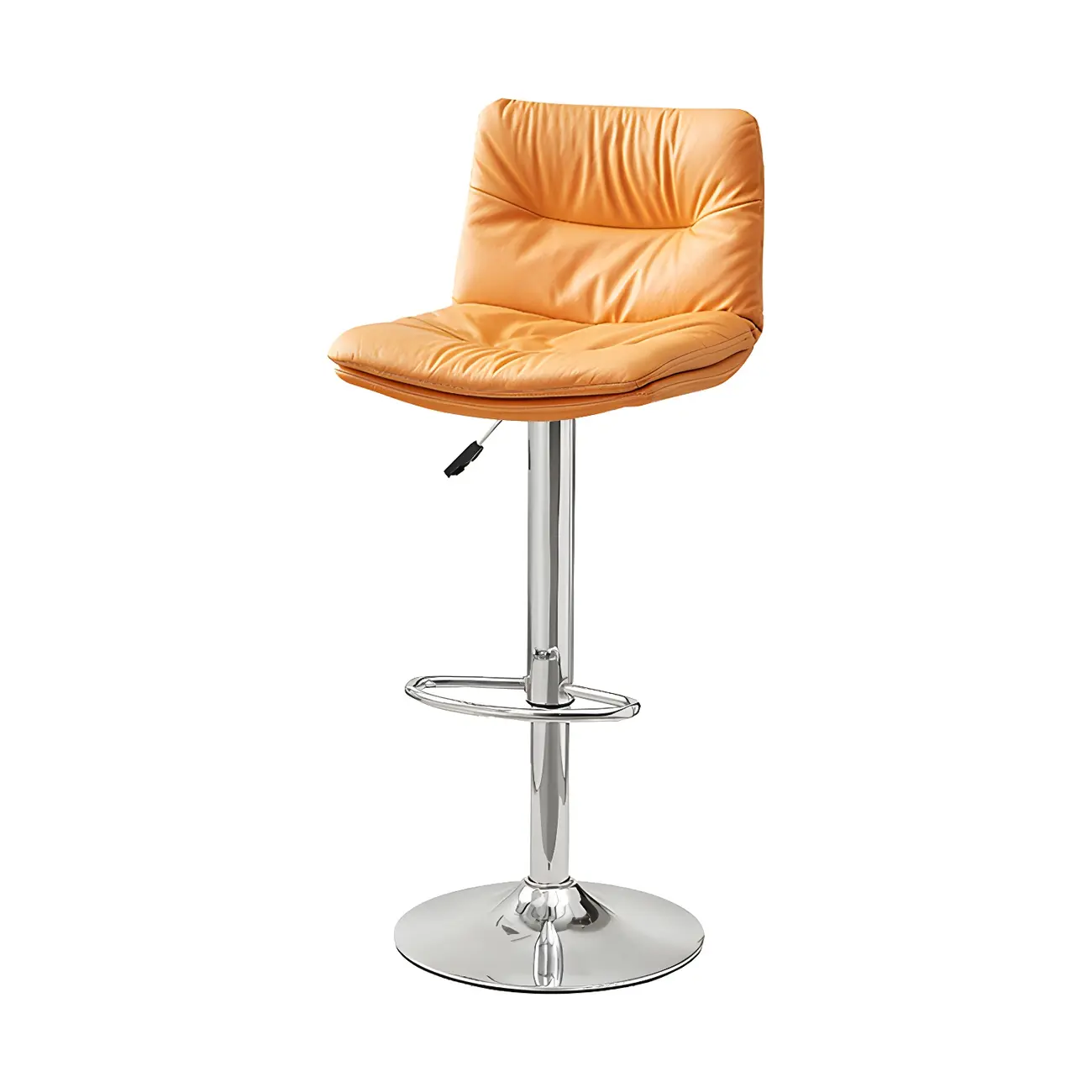 Modern Leather Saddle Swivel Adjustable Bar Stool