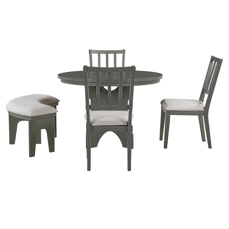 Modern Country Dining Table and Chair Sets Multi-Functional Dining Table and Chair Sets with Curved Table Base and Curved Bench