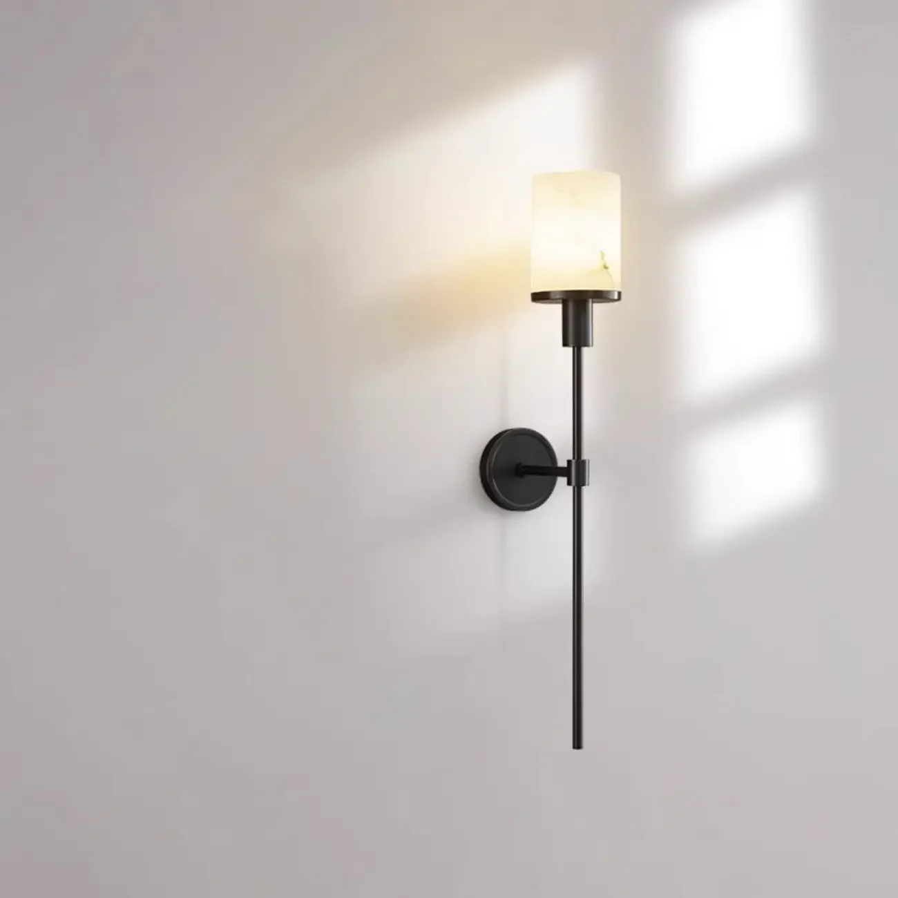 Modern Black Wall light with Sintered Stone Shade