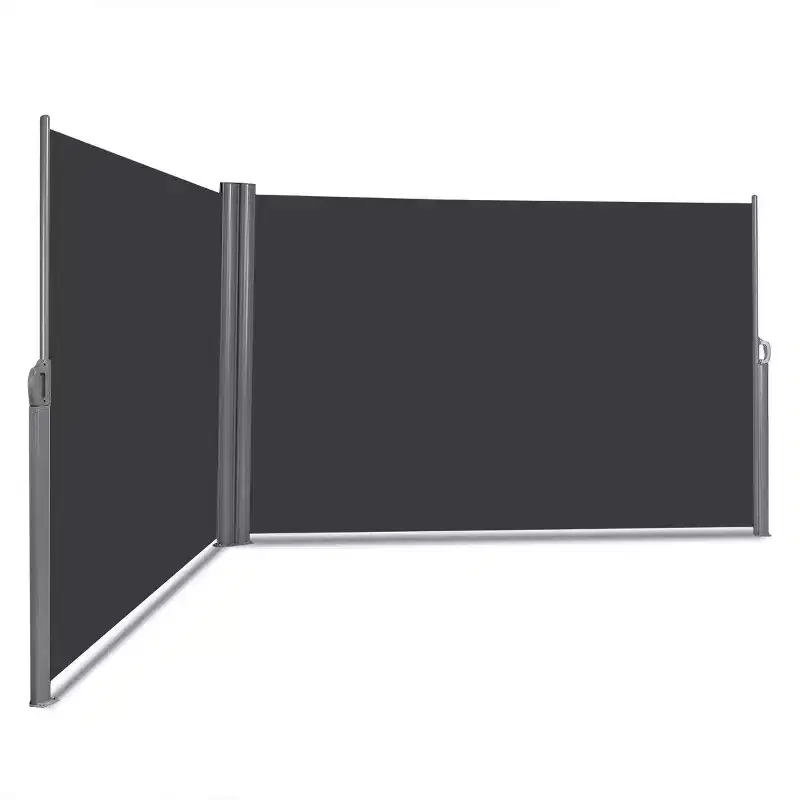 Costway 237x 63 H Patio Retractable Double Folding Side Awning Screen Divider