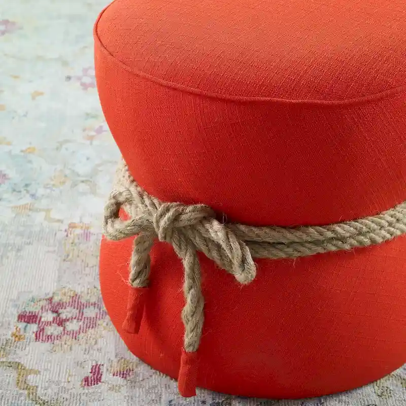 Beat Nautical Rope Upholstered Fabric Ottoman