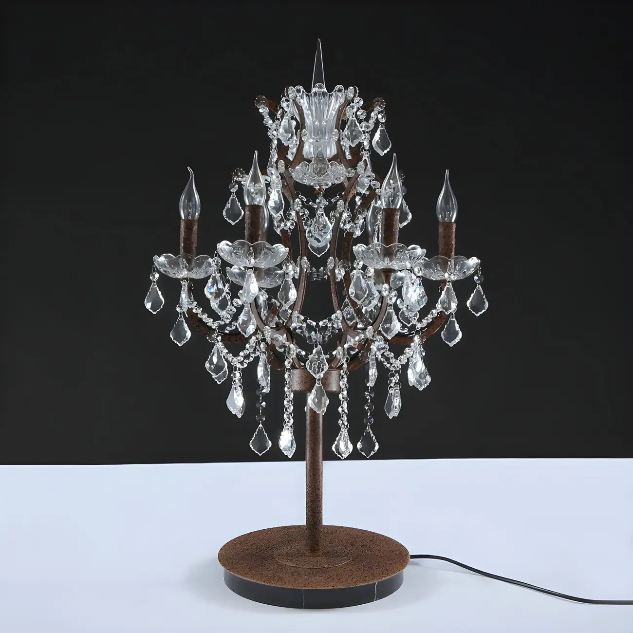 Luxurious 6-Light Gold Candlestick Crystal Table Lamp