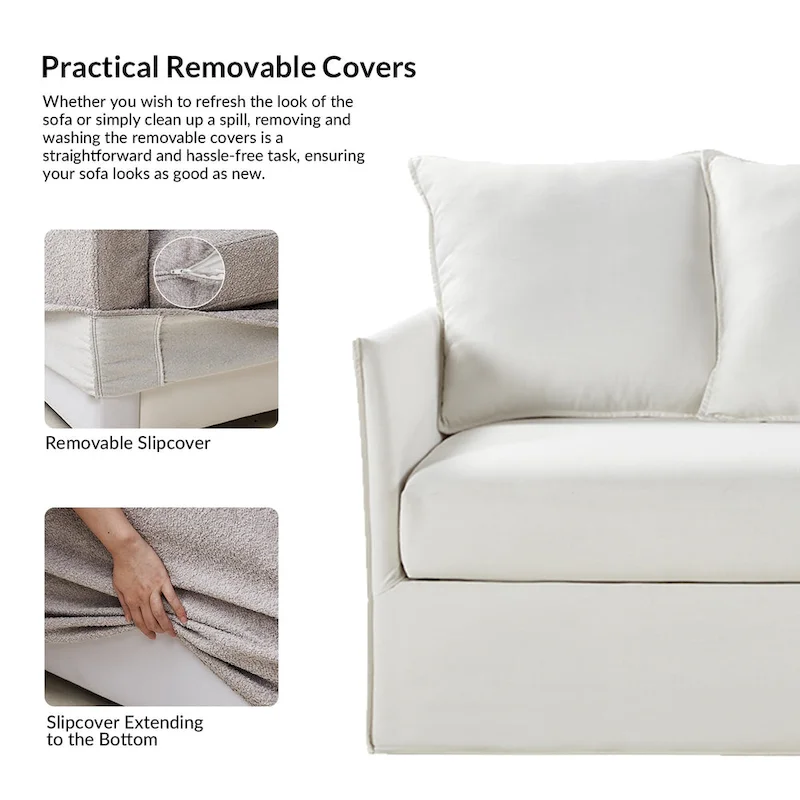 Gottfried 80  Slipcovered Sofa with Removable Cushions by HULALA HOME