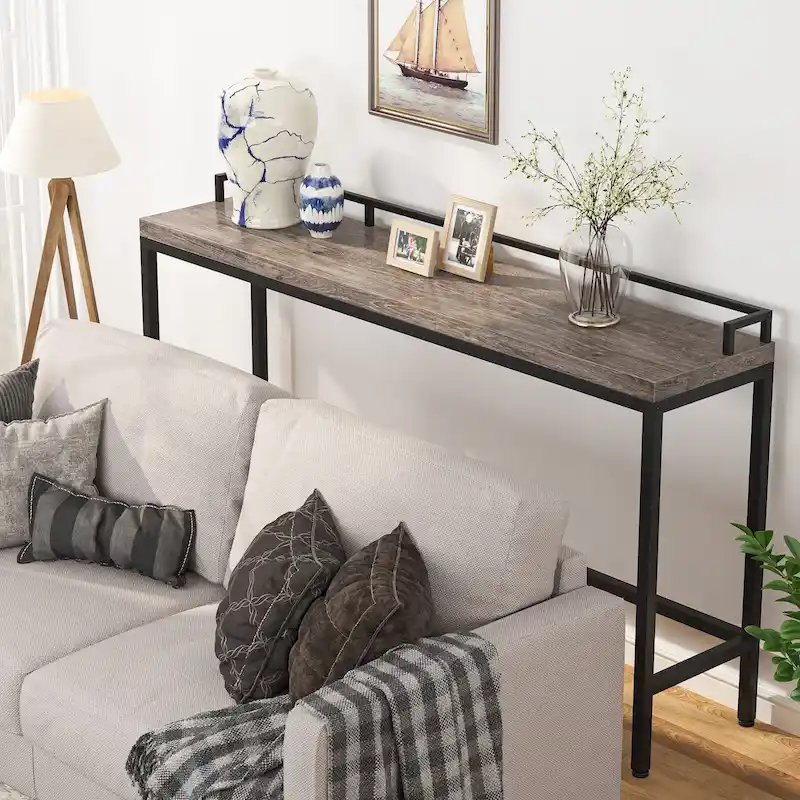 70.9 Extra Long Sofa Console Table, Behind The Couch Table Narrow Entryway Table