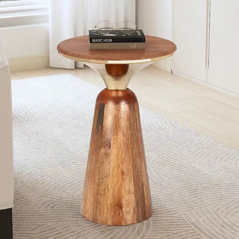 Mango Wood and Metal End Table