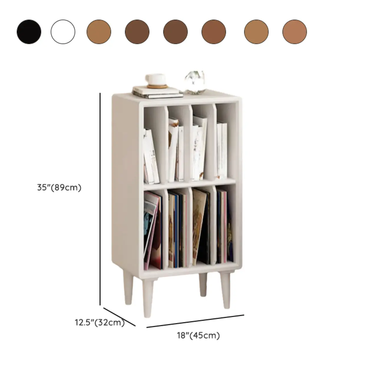 Vertical White Wood Multi-shelves Display Bookcase