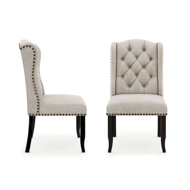 DH LUX Traditional Button-Tufted Set of 2 Dining Chairs by Denhour