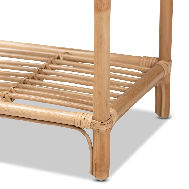 Barras Bohemian Natural Brown Finished Rattan 3-Tier Display Shelf