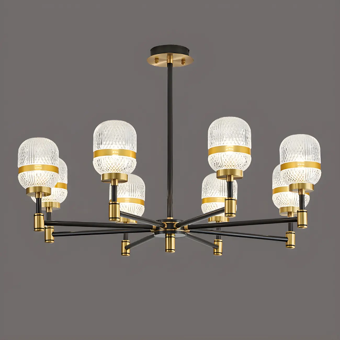 Modern Black Gold Prismatic Glass Sputnik Chandelier