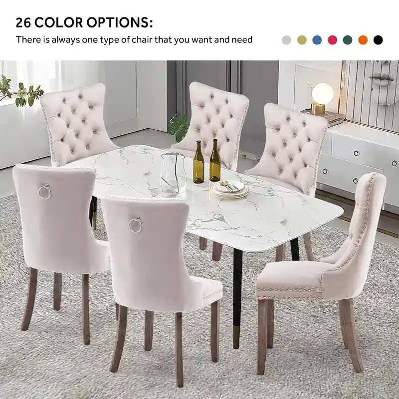Solid Wood Velvet Upholstered Dining Chair Set of 4