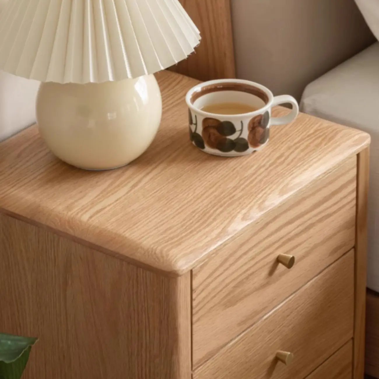 Narrow Modern Wooden Nightstand with 3 Drawers