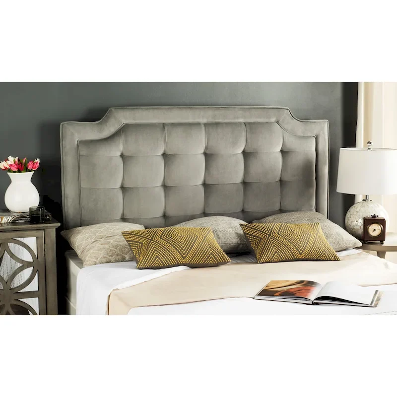 King Tufted Upholstered Headboard – Taupe, Hollywood Glam Style